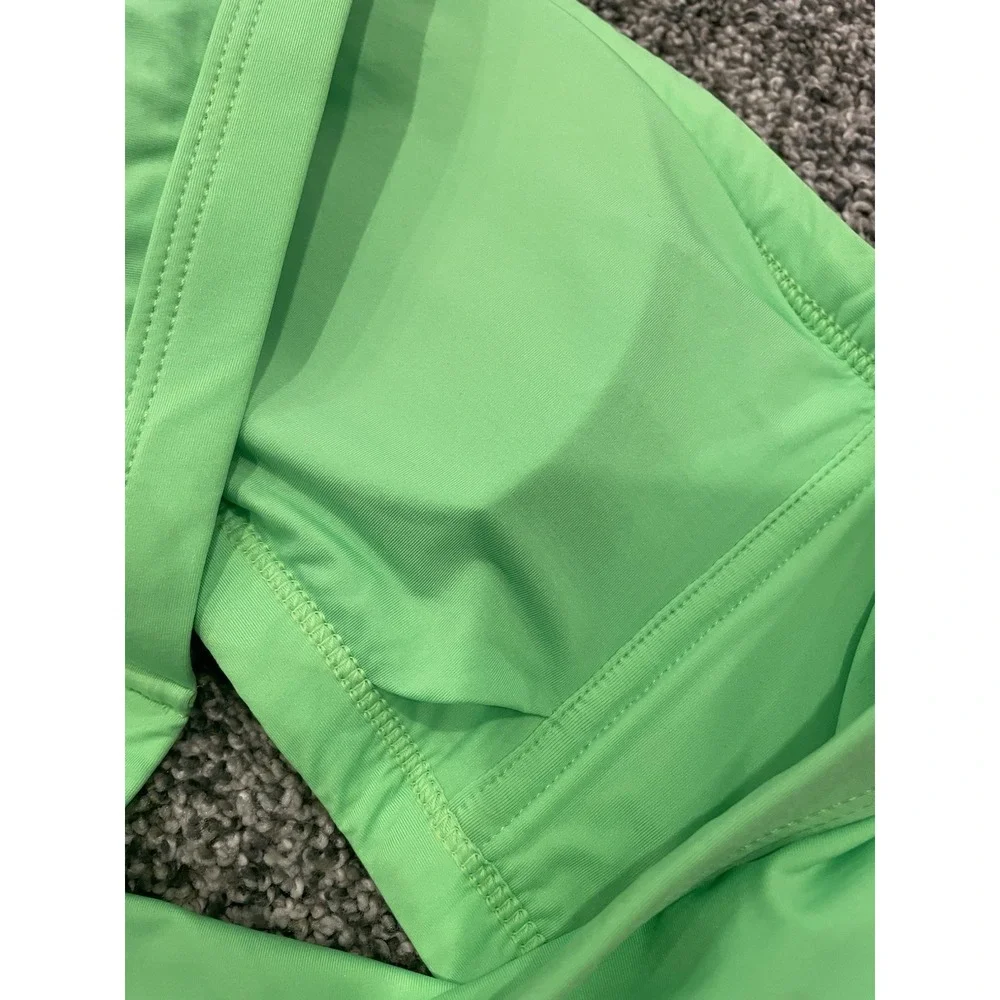 Victoria's Secret PINK Bandeau Bikini Swim Top Neon Green Gold Logo Size Large